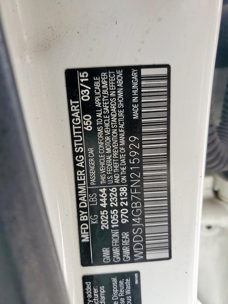 WDDSJ4GB7FN215929 - 2015 MERCEDES-BENZ CLA 250 4MATIC WHITE photo 12