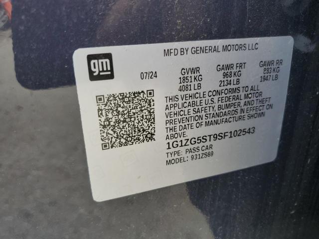 1G1ZG5ST9SF102543 - 2025 CHEVROLET MALIBU RS BLACK photo 13