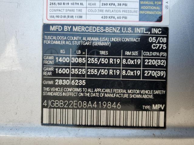 4JGBB22E08A419846 - 2008 MERCEDES-BENZ ML 320 CDI SILVER photo 13