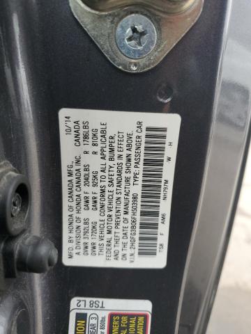 2HGFG3B06FH503980 - 2015 HONDA CIVIC EXL გრაფიტი ფოტო 12