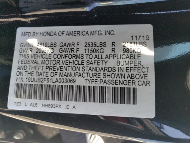 19UUB2F61LA003069 - 2020 ACURA TLX TECHNOLOGY 黑色 照片 12