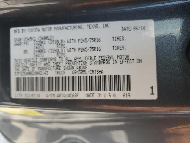 5TFSZ5AN0GX042143 - 2016 TOYOTA TACOMA ACCESS CAB გრაფიტი ფოტო 12