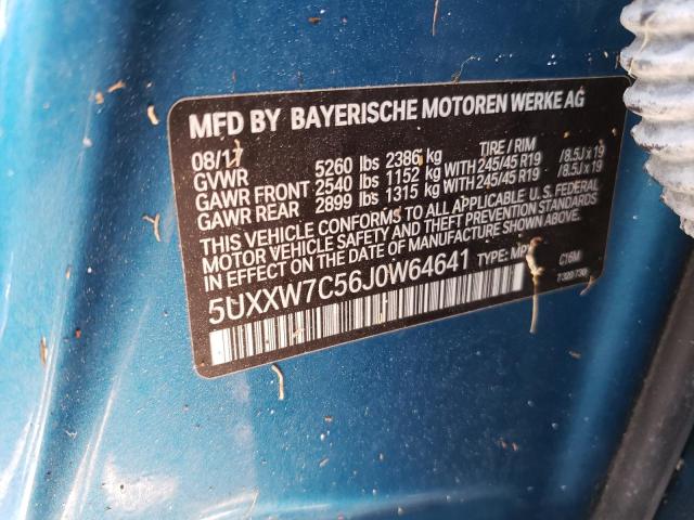 5UXXW7C56J0W64641 - 2018 BMW X4 XDRIVEM40I BLUE photo 10