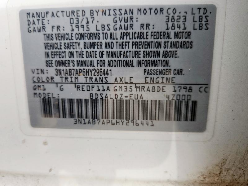 3N1AB7AP6HY296441 - 2017 NISSAN SENTRA S Ağ foto 12