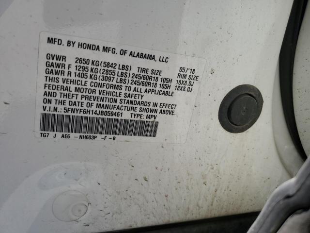 5FNYF6H14JB059461 - 2018 HONDA PILOT LX Белый фото 12