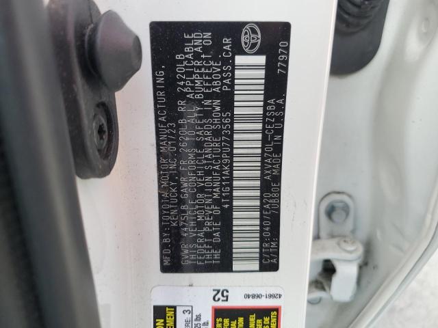 4T1G11AK9PU773565 - 2023 TOYOTA CAMRY SE NIGHT SHADE WHITE photo 12