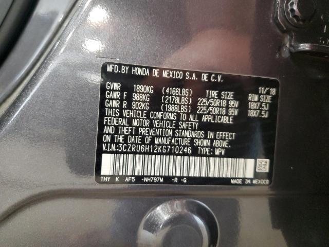 3CZRU6H12KG710246 - 2019 HONDA HR-V SPORT GRAY photo 12