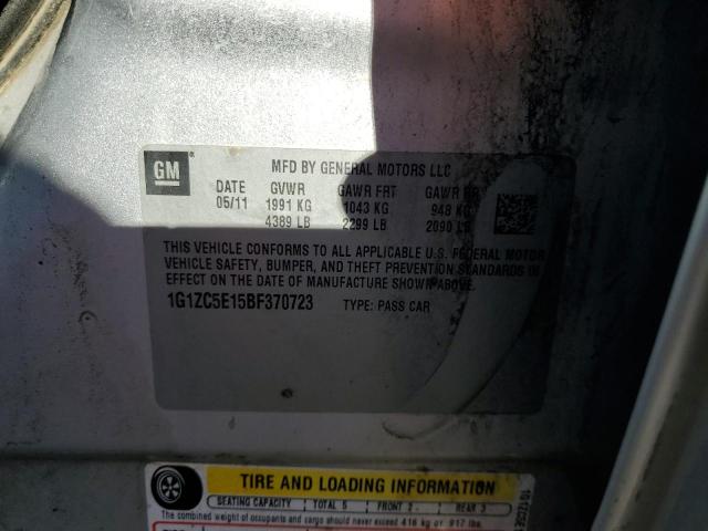 1G1ZC5E15BF370723 - 2011 CHEVROLET MALIBU 1LT 银色 照片 12