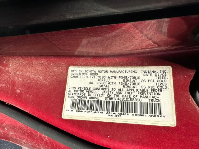 5TBRT34181S168396 - 2001 TOYOTA TUNDRA ACCESS CAB Բորդո լուսանկար 10
