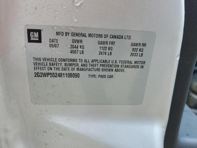 2G2WP552481108090 - 2008 PONTIAC GRAND PRIX 银色 照片 12