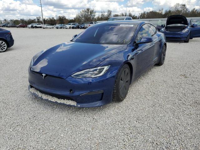 5YJSA1E53NF486327 - 2022 TESLA MODEL S Կապույտ լուսանկար 2