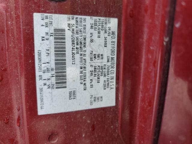 5LMFU28R74LJ04513 - 2004 LINCOLN NAVIGATOR ბურგუნდია ფოტო 13