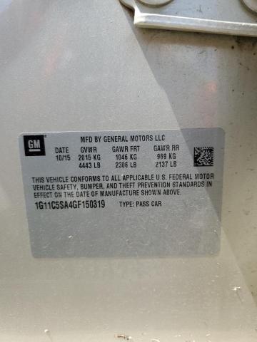 1G11C5SA4GF150319 - 2016 CHEVROLET MALIBU LIM LT 金色 照片 12