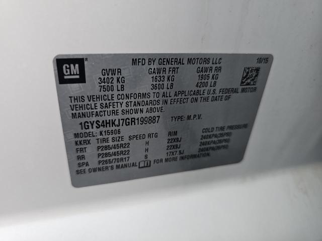 1GYS4HKJ7GR199887 - 2016 CADILLAC ESCALADE ESV LUXURY WHITE photo 10