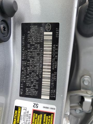 4T1G31AK3RU072243 - 2024 TOYOTA CAMRY SE NIGHT SHADE SILVER photo 12