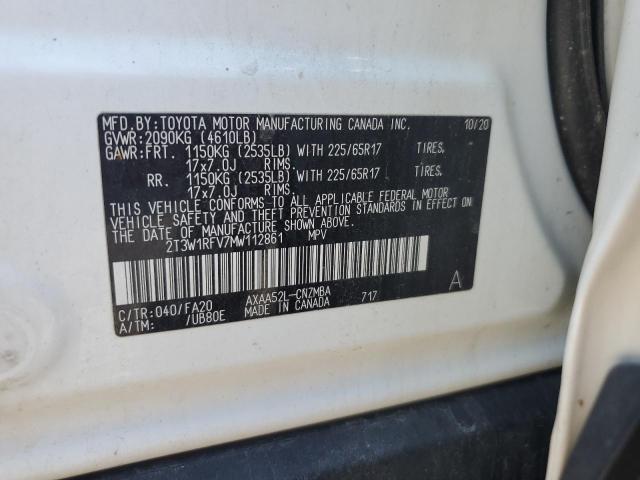 2T3W1RFV7MW112861 - 2021 TOYOTA RAV4 XLE WHITE photo 14