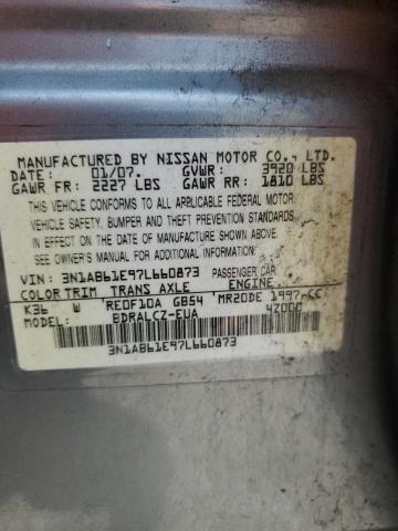 3N1AB61E97L660873 - 2007 NISSAN SENTRA 2.0 SILVER photo 13