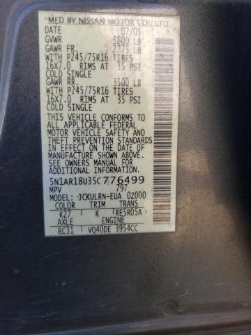 5N1AR18U35C776499 - 2005 NISSAN PATHFINDER LE GRAY photo 14