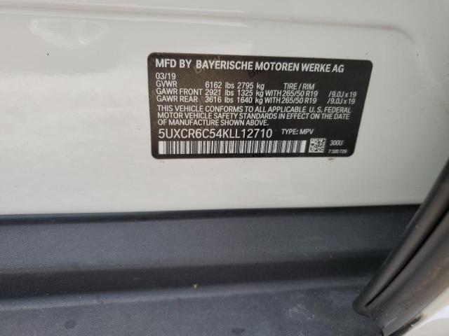 5UXCR6C54KLL12710 - 2019 BMW X5 XDRIVE40I 白色 照片 10