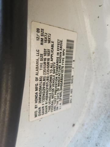 5FNRL3H60AB041076 - 2010 HONDA ODYSSEY EXL WHITE photo 13