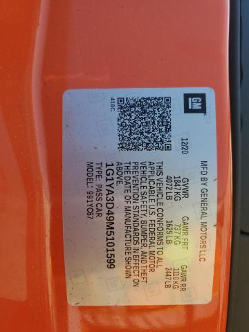 1G1YA3D49M5101599 - 2021 CHEVROLET CORVETTE STINGRAY 1LT ORANGE photo 13