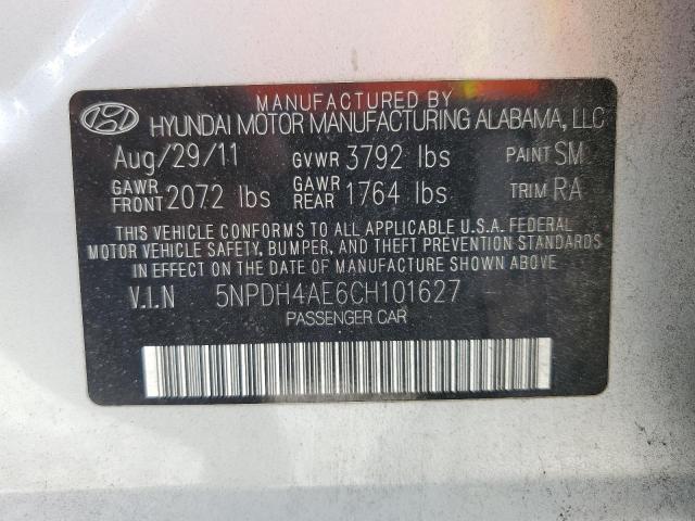 5NPDH4AE6CH101627 - 2012 HYUNDAI ELANTRA GLS SILVER photo 12