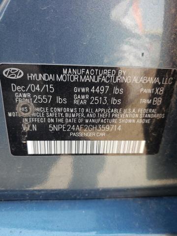 5NPE24AF2GH359714 - 2016 HYUNDAI SONATA SE BLUE photo 12