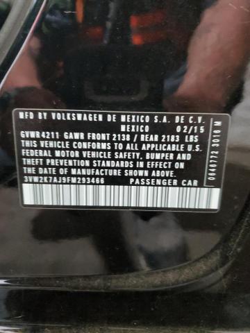 3VW2K7AJ9FM293466 - 2015 VOLKSWAGEN JETTA BASE 黑色 照片 12