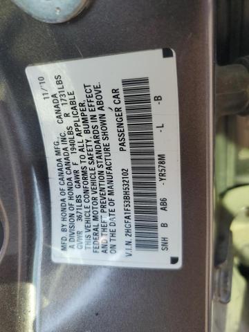 2HGFA1F53BH532102 - 2011 HONDA CIVIC LX GRAY photo 12