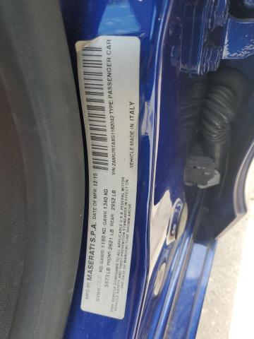 ZAM57RTAXG1182042 - 2016 MASERATI GHIBLI S BLUE photo 12