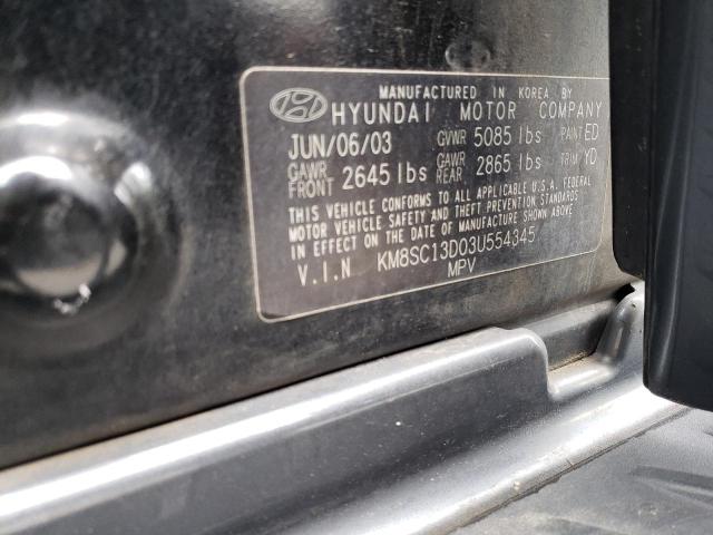 KM8SC13D03U554345 - 2003 HYUNDAI SANTA FE GLS BLACK photo 13