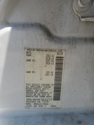 1N4BL4BV5KN303237 - 2019 NISSAN ALTIMA S WHITE photo 13