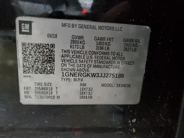 1GNERGKW3JJ275189 - 2018 CHEVROLET TRAVERSE LT Чорний фото 14