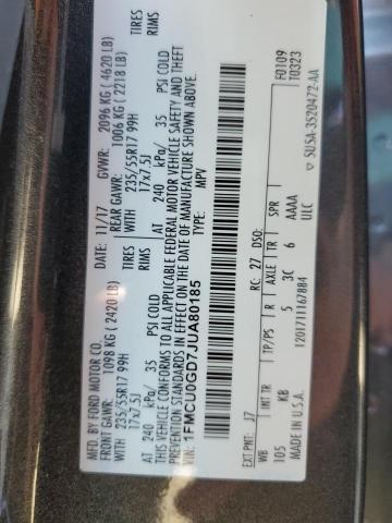 1FMCU0GD7JUA80185 - 2018 FORD ESCAPE SE Темно-сірий фото 12