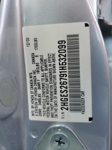 2HGES26791H532099 - 2001 HONDA CIVIC EX SILVER photo 13