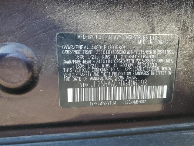 JF2SHAAC7DG406193 - 2013 SUBARU FORESTER 2.5X Марун фото 13