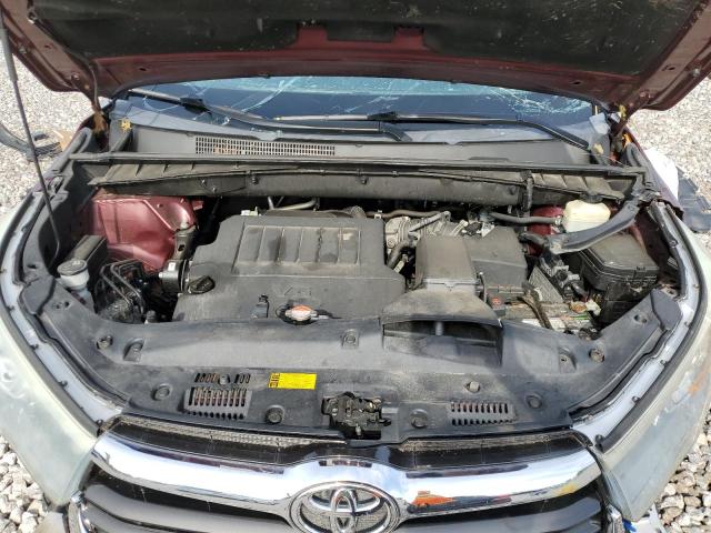 5TDJKRFH0GS226479 - 2016 TOYOTA HIGHLANDER XLE 勃艮第红 照片 12