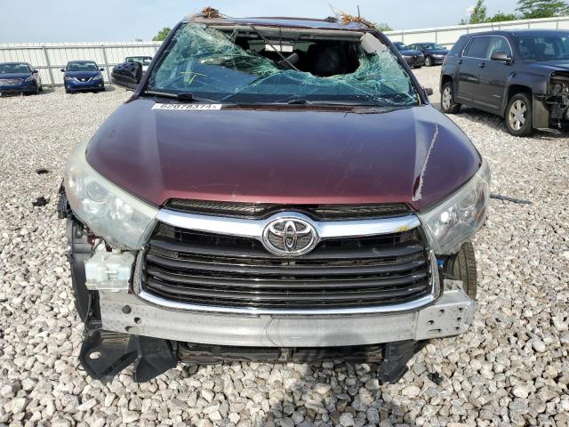 5TDJKRFH0GS226479 - 2016 TOYOTA HIGHLANDER XLE 勃艮第红 照片 5