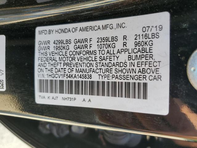 1HGCV1F54KA145838 - 2019 HONDA ACCORD EXL BLACK photo 13