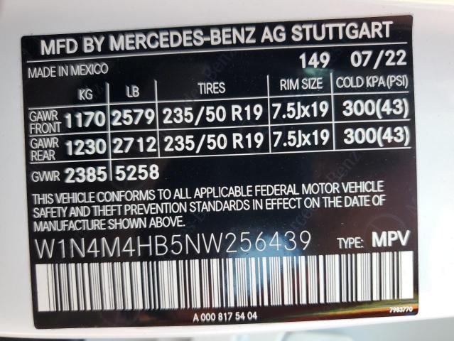 W1N4M4HB5NW256439 - 2022 MERCEDES-BENZ GLB 250 4MATIC WHITE photo 13