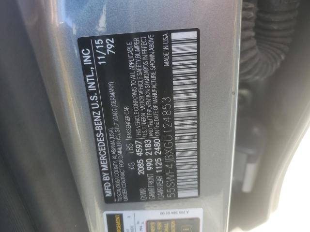 55SWF4JBXGU124853 - 2016 MERCEDES-BENZ C 300 GRAY photo 12