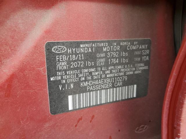 KMHDH4AEXBU110279 - 2011 HYUNDAI ELANTRA GLS RED photo 12