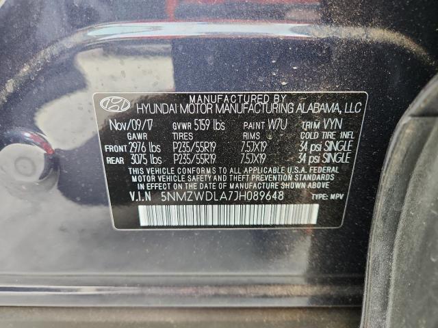 5NMZWDLA7JH089648 - 2018 HYUNDAI SANTA FE S BLUE photo 13