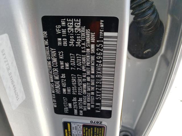 5XYZT3LBXHG496251 - 2017 HYUNDAI SANTA FE S 银色 照片 13