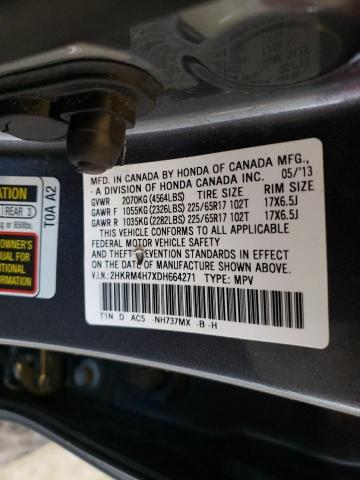 2HKRM4H7XDH664271 - 2013 HONDA CR-V EXL GRAY photo 13