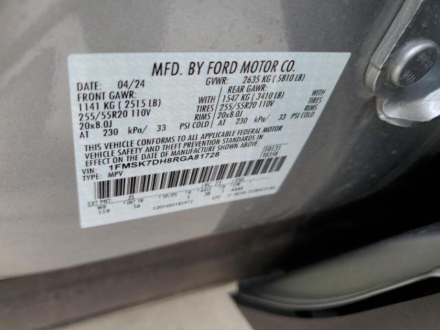 1FMSK7DH8RGA81728 - 2024 FORD EXPLORER XLT Gümüş foto 13