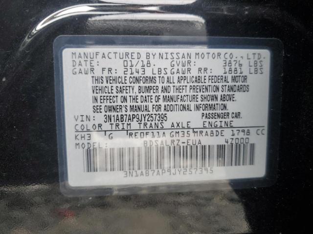 3N1AB7AP9JY257395 - 2018 NISSAN SENTRA S BLACK photo 12