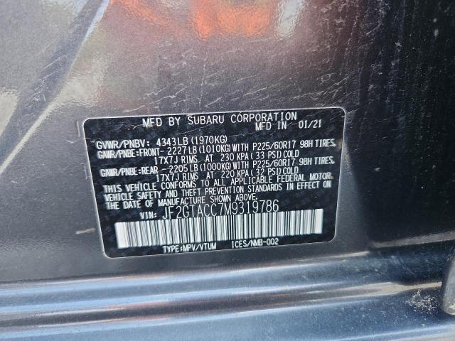 JF2GTACC7M9319786 - 2021 SUBARU CROSSTREK PREMIUM 灰色 照片 12