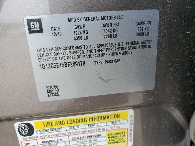 1G1ZC5E15BF269178 - 2011 CHEVROLET MALIBU 1LT 金色 照片 12