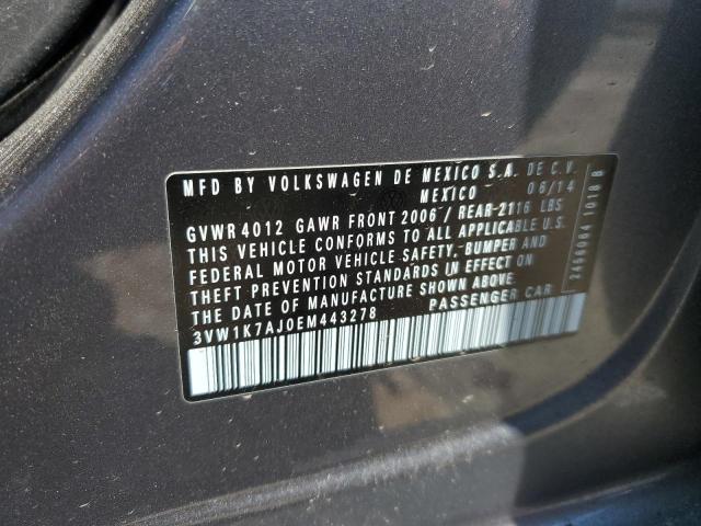 3VW1K7AJ0EM443278 - 2014 VOLKSWAGEN JETTA BASE 灰色 照片 13